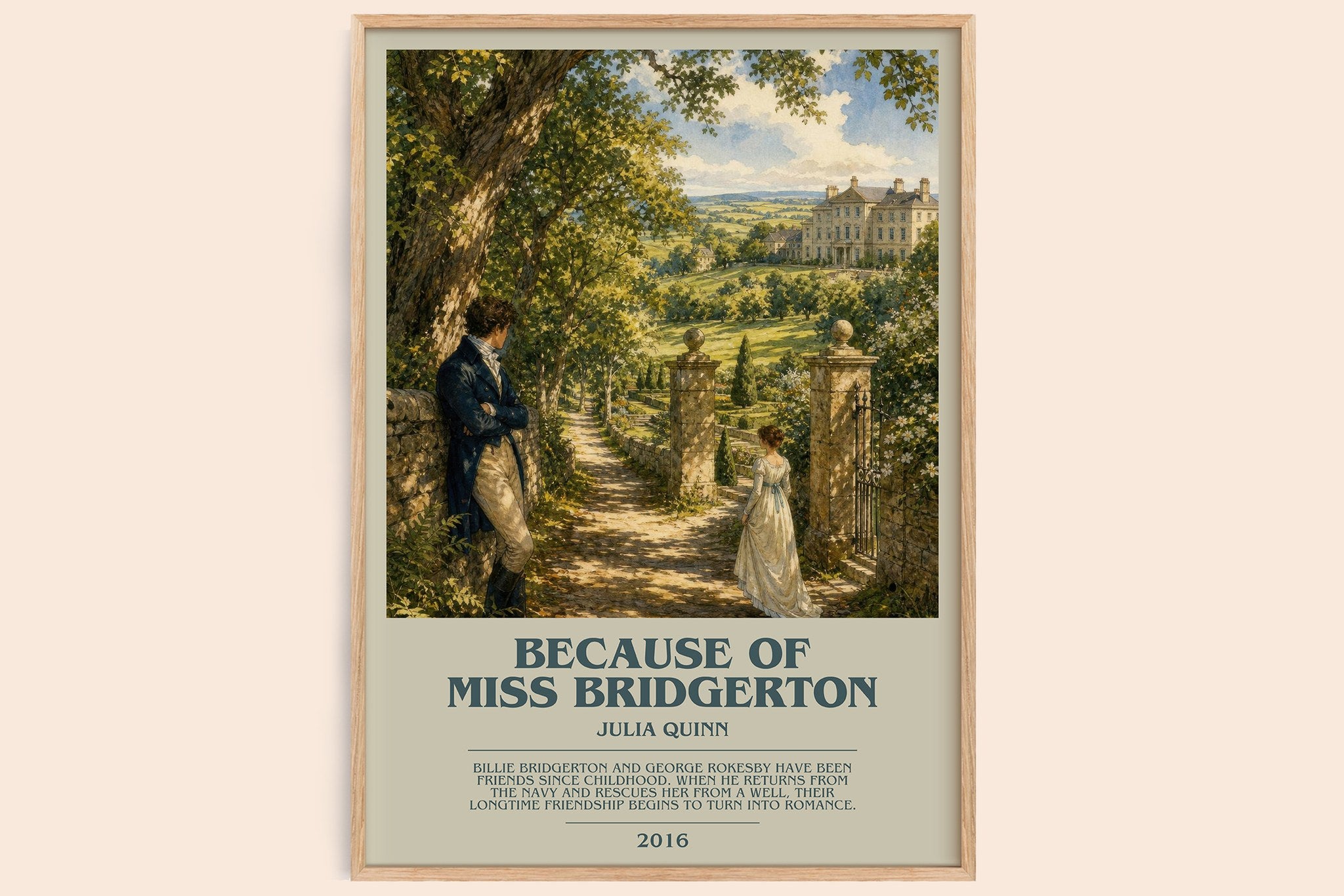 Because of Miss Bridgerton Bookish Wall Art by Julia Quinn
