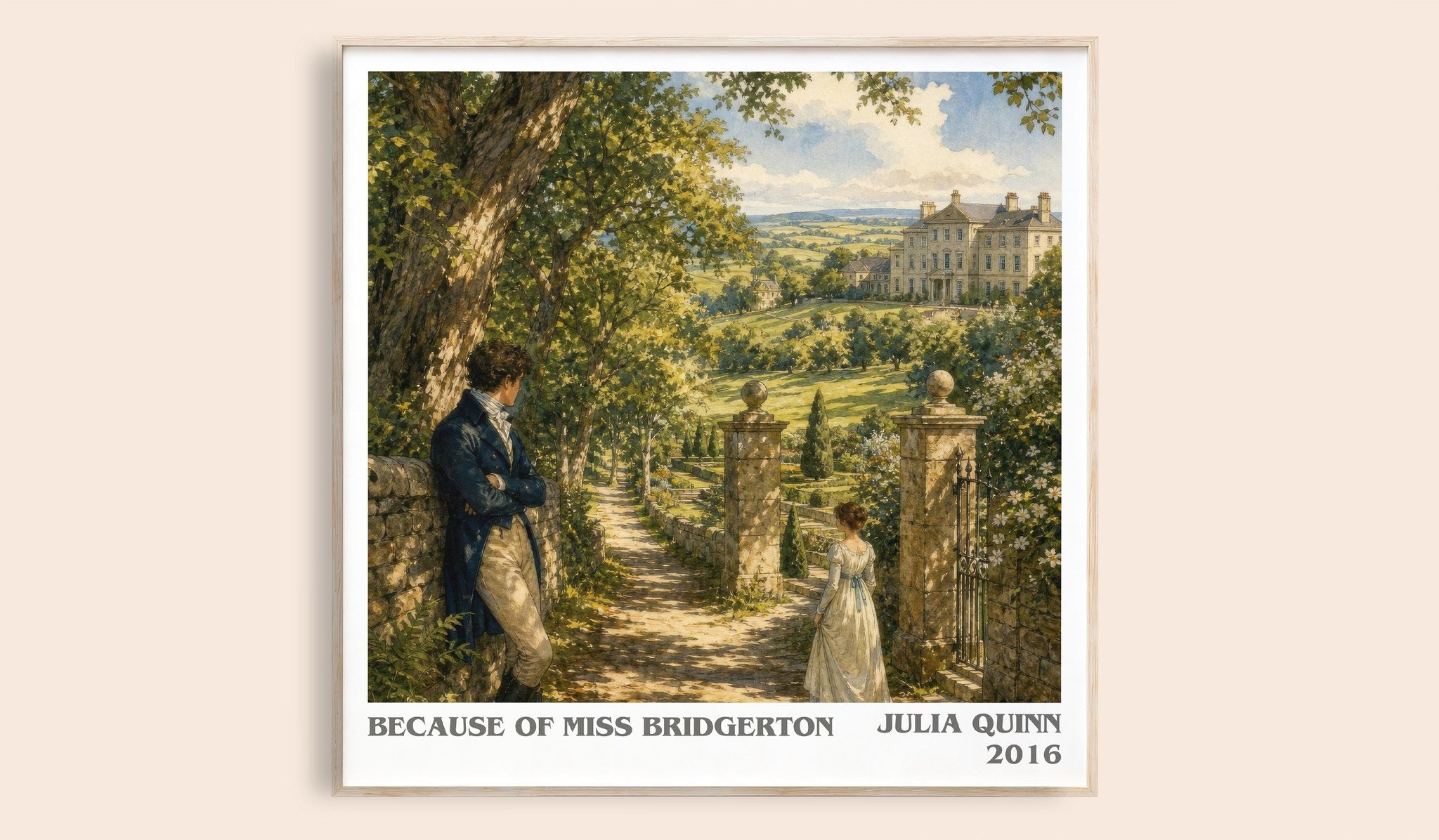 Because of Miss Bridgerton Literary Art Print by Julia Quinn
