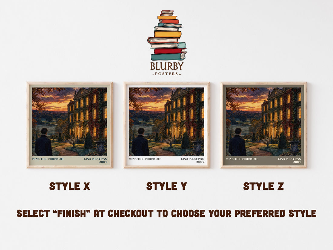Mine Till Midnight literary print in frame leaning in hallway – romance wall art (mockup)