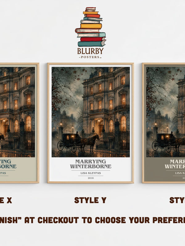 Marrying Winterborne book cover print in frame leaning in hallway – romance wall art