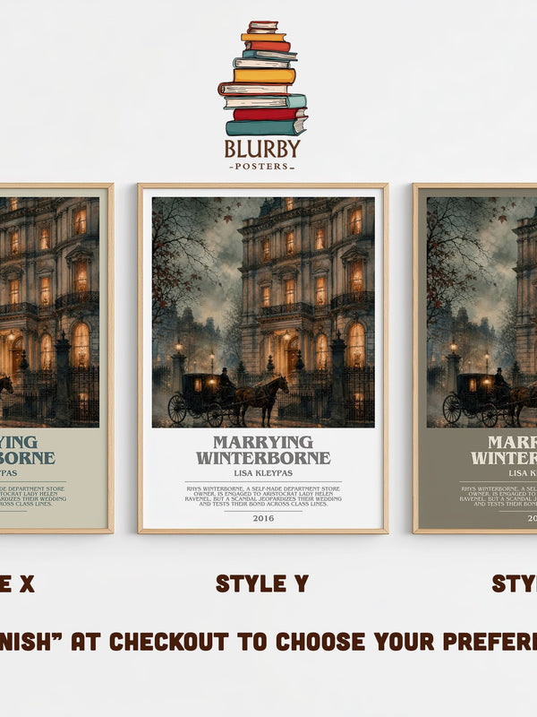 Marrying Winterborne bookish print in frame leaning in hallway – romance wall art