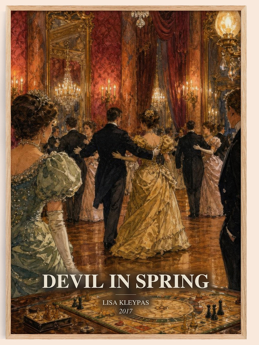 Devil in Spring watercolour book poster by Lisa Kleypas – framed literary art print