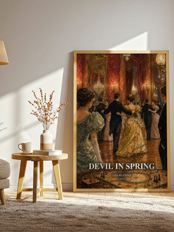 Devil in Spring watercolour print in frame leaning in hallway – romance wall art