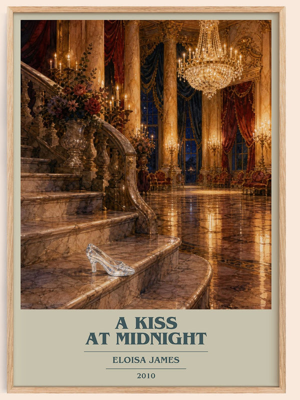 A Kiss at Midnight book cover book poster by Eloisa James – framed literary art print