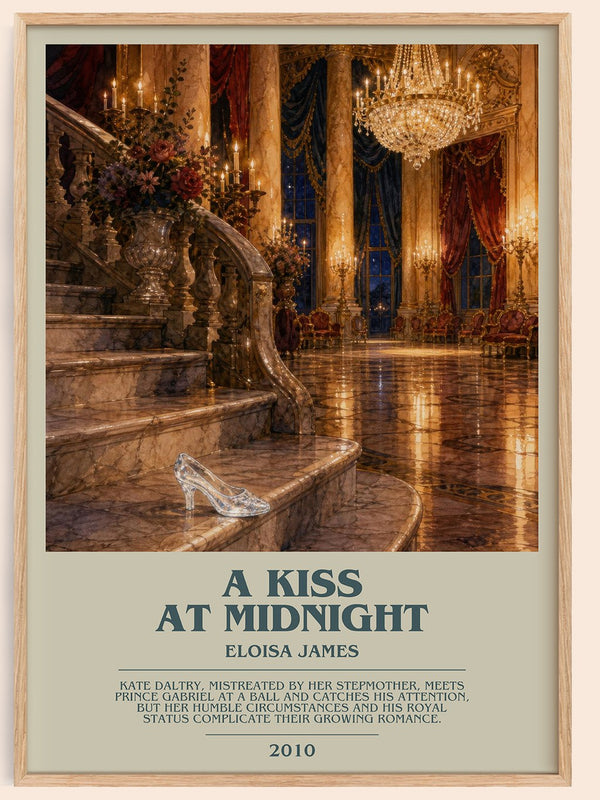 A Kiss at Midnight bookish book poster by Eloisa James – framed literary art print