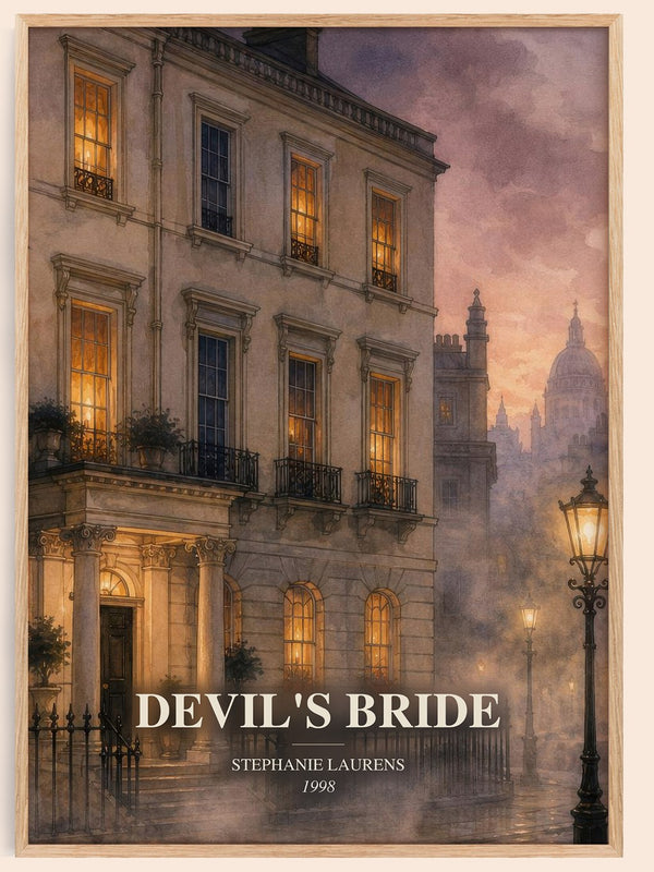 Devil's Bride watercolour book poster by Stephanie Laurens – framed literary art print