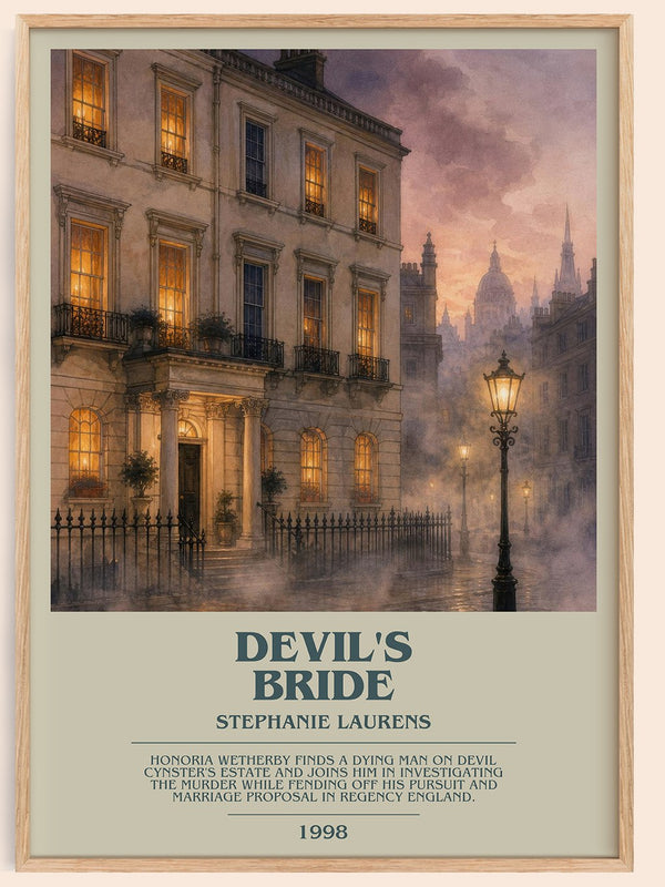 Devil's Bride bookish book poster by Stephanie Laurens – framed literary art print