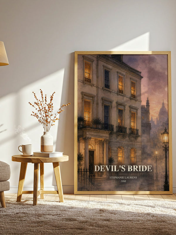 Devil's Bride watercolour print in frame leaning in hallway – romance wall art