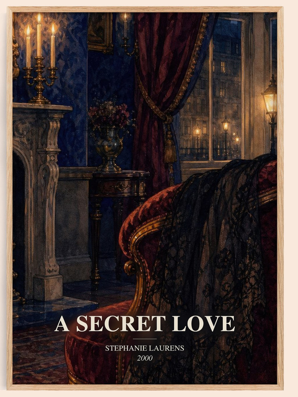 A Secret Love watercolour book poster by Stephanie Laurens – framed literary art print