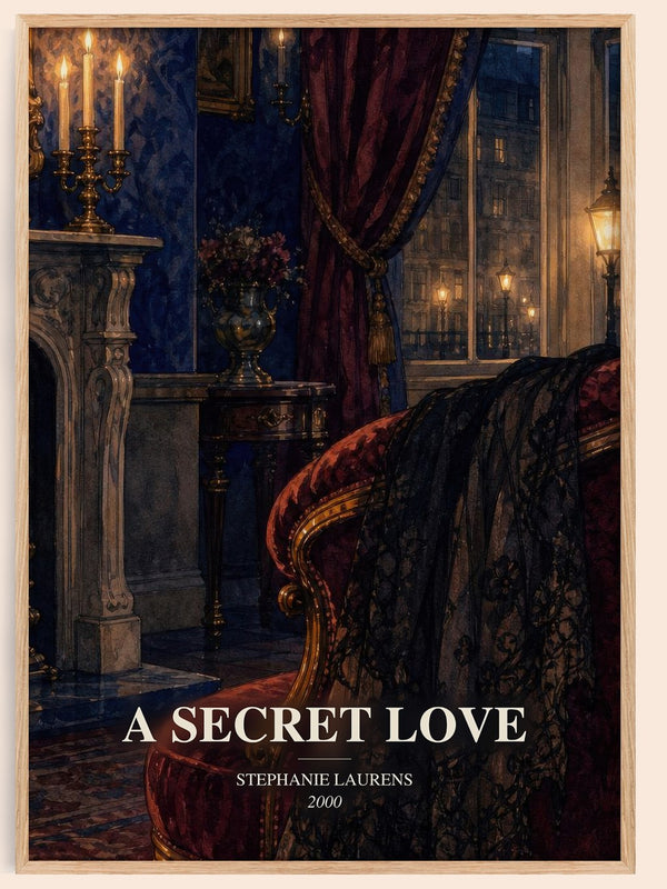 A Secret Love watercolour book poster by Stephanie Laurens – framed literary art print
