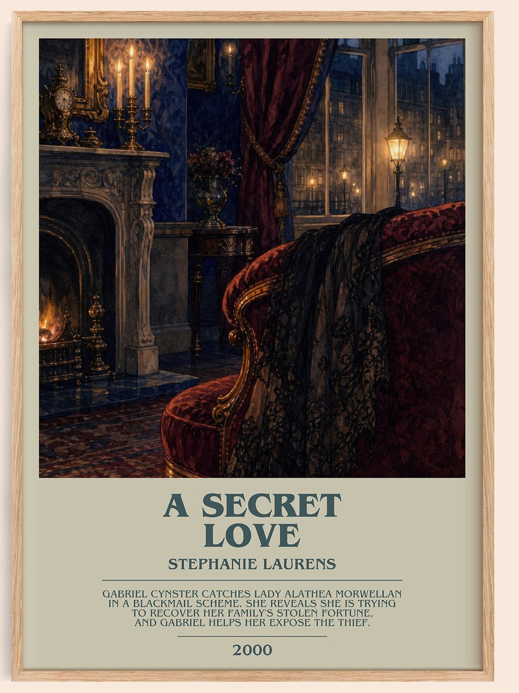 A Secret Love bookish book poster by Stephanie Laurens – framed literary art print