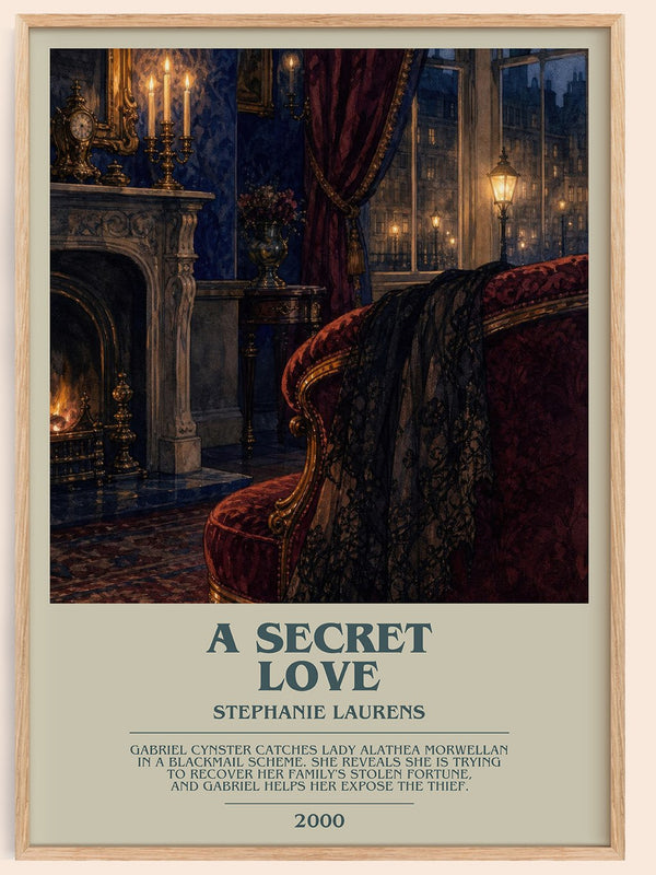 A Secret Love bookish book poster by Stephanie Laurens – framed literary art print