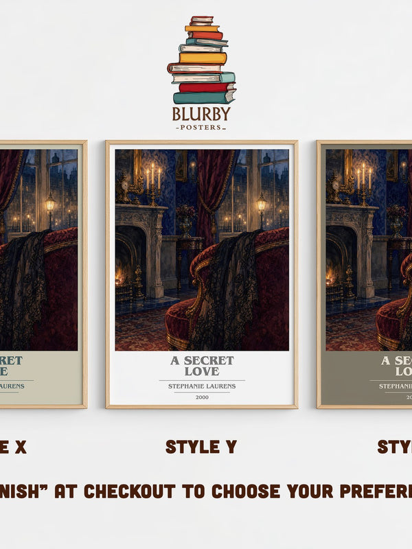 A Secret Love book cover print in frame leaning in hallway – romance wall art