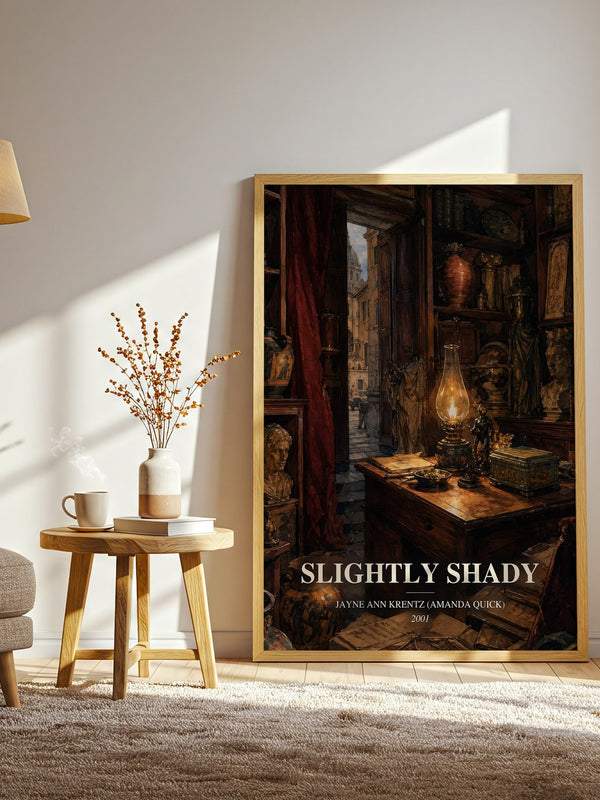 Slightly Shady watercolour print in frame leaning in hallway – romance wall art