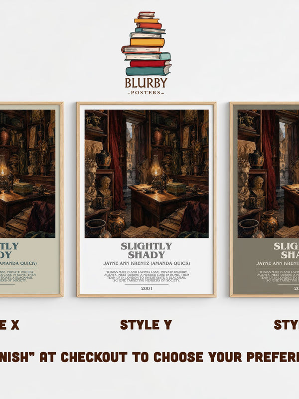 Slightly Shady bookish print in frame leaning in hallway – romance wall art