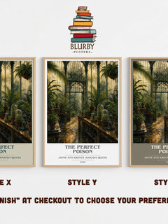 The Perfect Poison book cover print in frame leaning in hallway – romance wall art