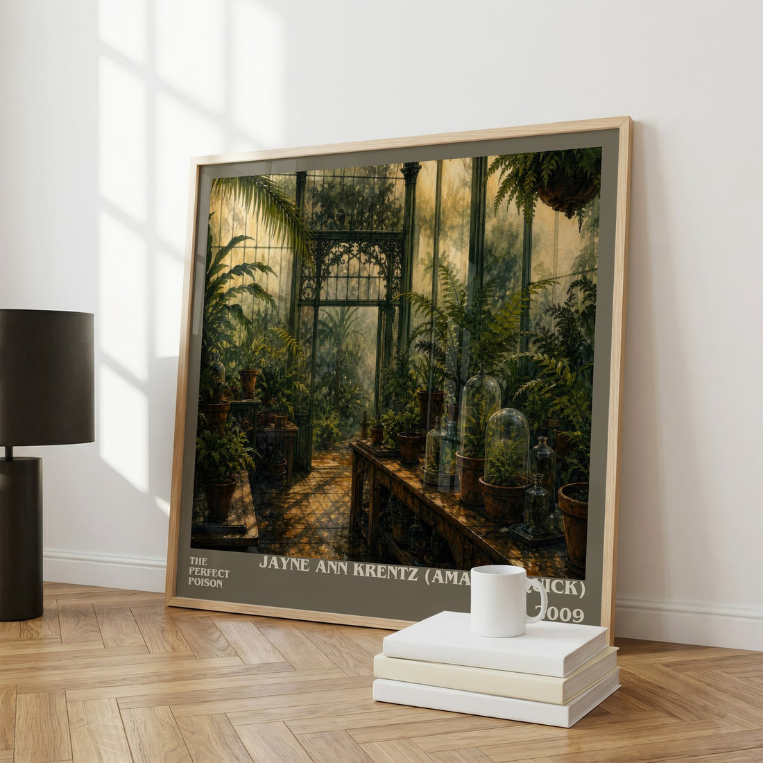 The Perfect Poison literary print framed by window – literary home decor