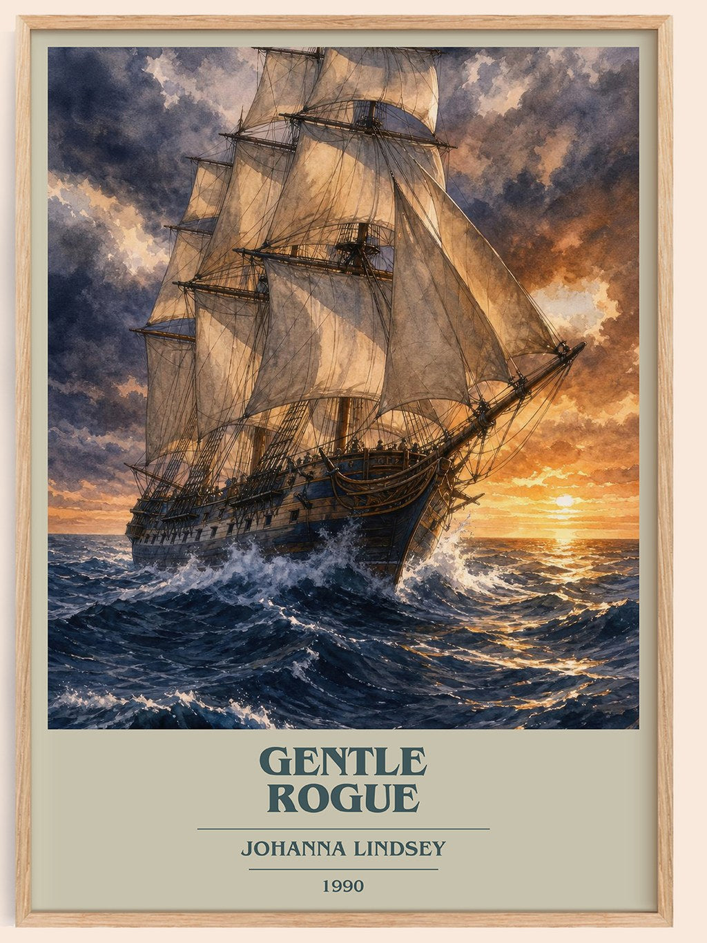 Gentle Rogue book cover book poster by Johanna Lindsey – framed literary art print
