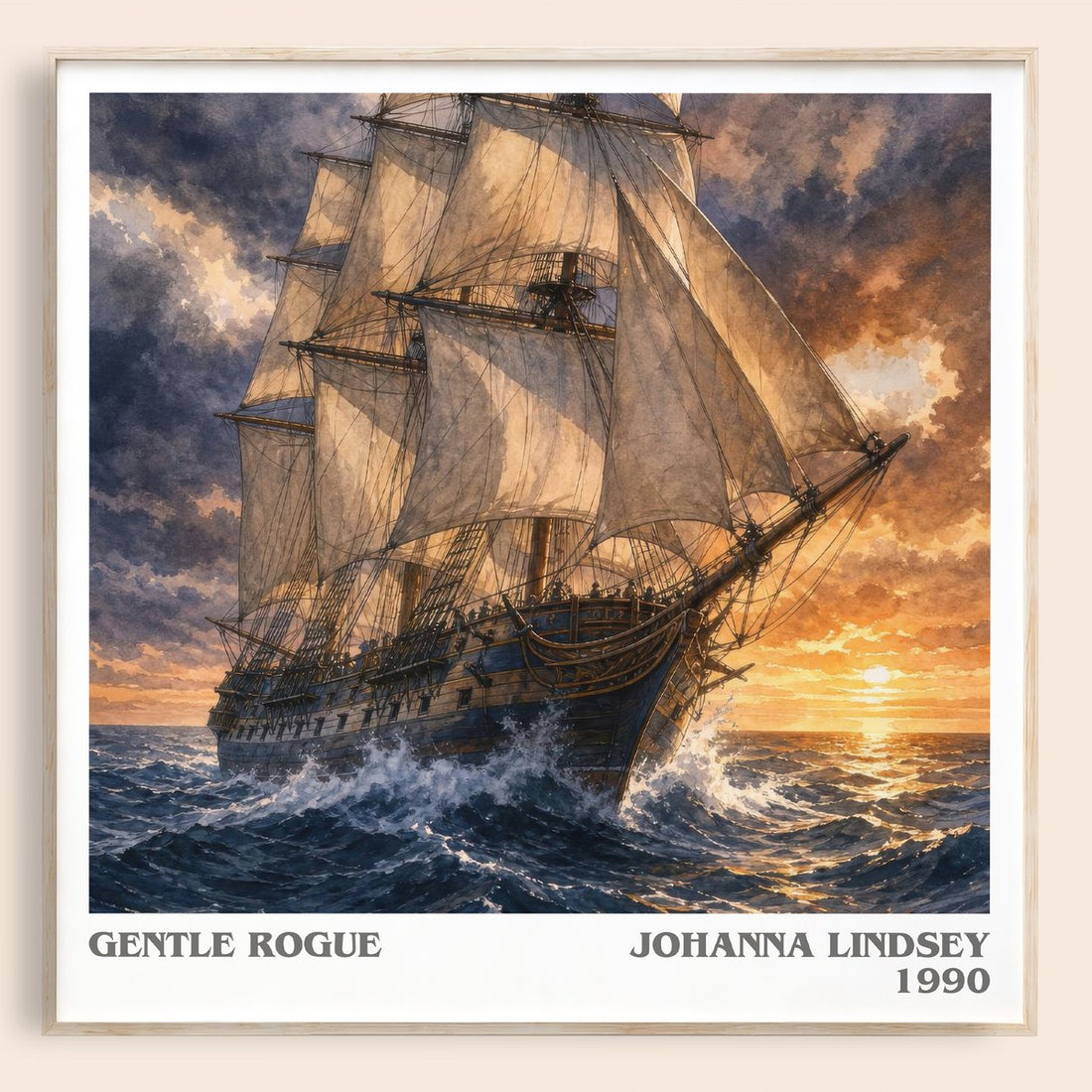 Gentle Rogue literary book poster by Johanna Lindsey – framed literary art print