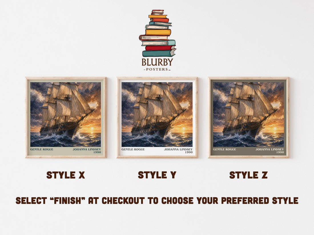 Gentle Rogue literary print in frame leaning in hallway – romance wall art (mockup)