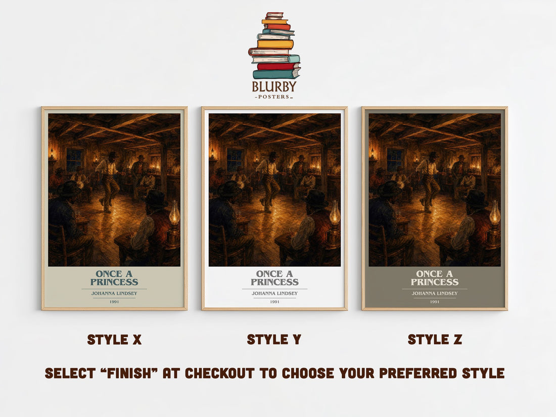 Once a Princess book cover print in frame leaning in hallway – romance wall art (mockup)
