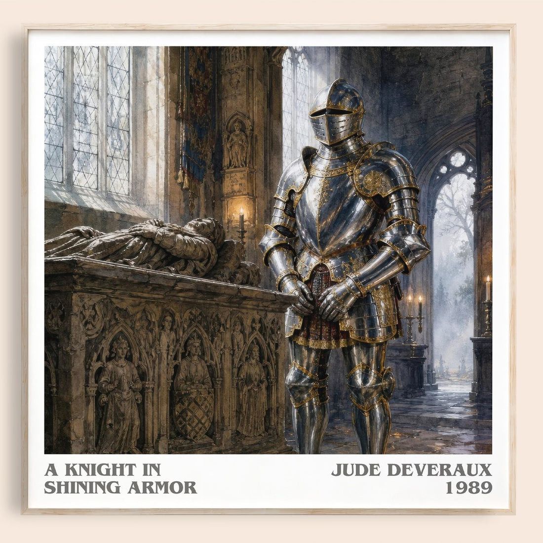 A Knight in Shining Armor literary book poster by Jude Deveraux – framed literary art print