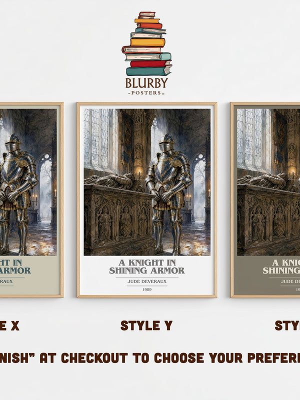 A Knight in Shining Armor book cover print in frame leaning in hallway – romance wall art