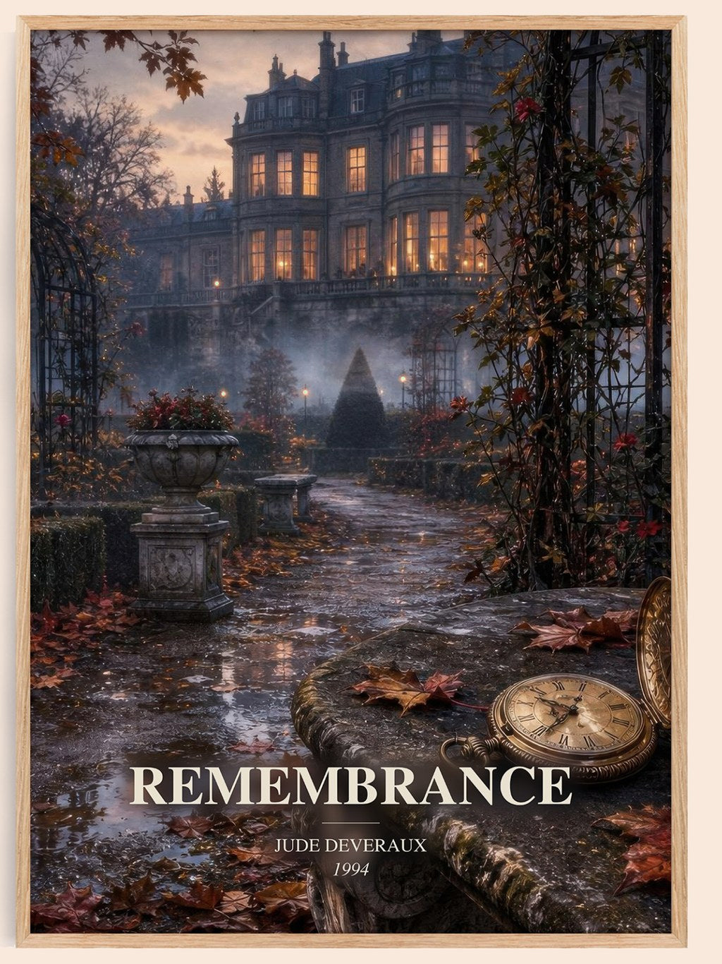 Remembrance watercolour book poster by Jude Deveraux – framed literary art print