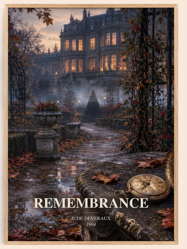 Remembrance watercolour book poster by Jude Deveraux – framed literary art print