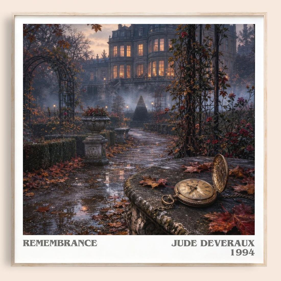 Remembrance literary book poster by Jude Deveraux – framed literary art print