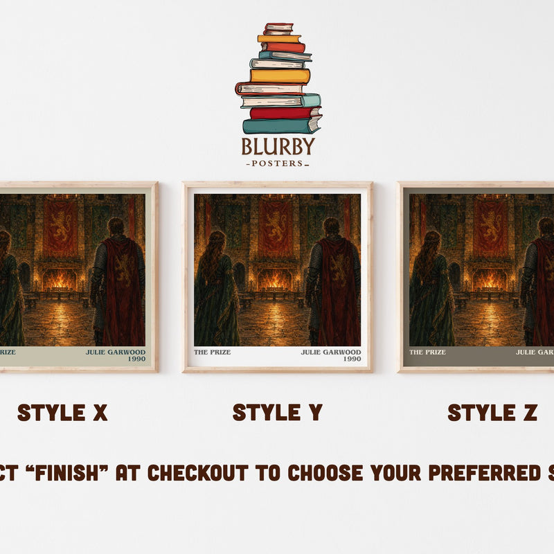 The Prize literary print in frame leaning in hallway – romance wall art