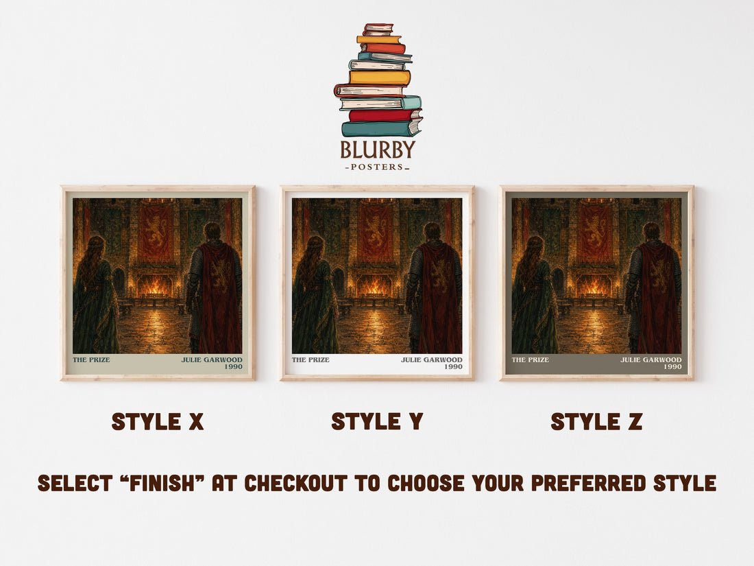 The Prize literary print in frame leaning in hallway – romance wall art (mockup)