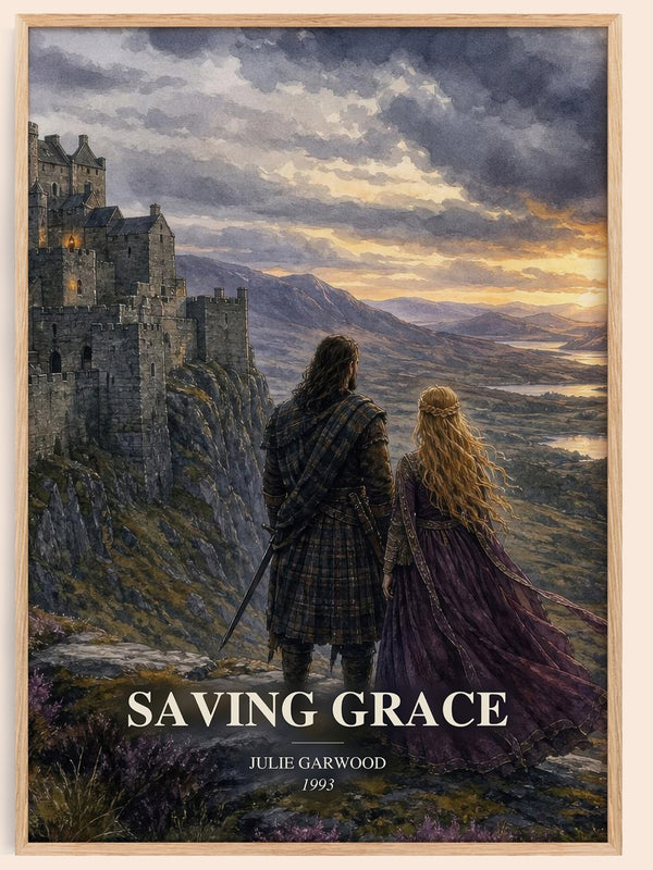 Saving Grace watercolour book poster by Julie Garwood – framed literary art print