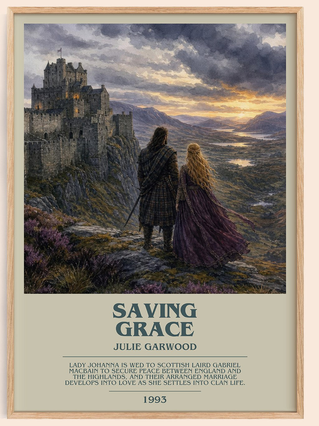Saving Grace bookish book poster by Julie Garwood – framed literary art print