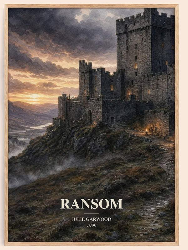 Ransom watercolour book poster by Julie Garwood – framed literary art print