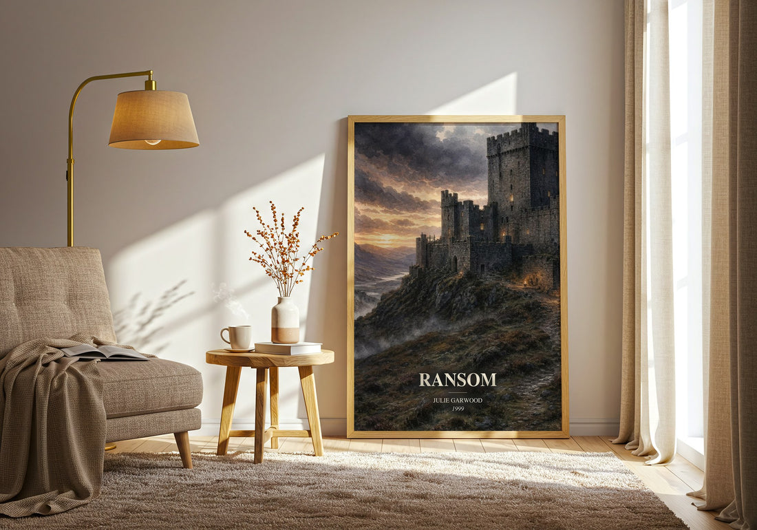 Ransom watercolour print in frame leaning in hallway – romance wall art (mockup)