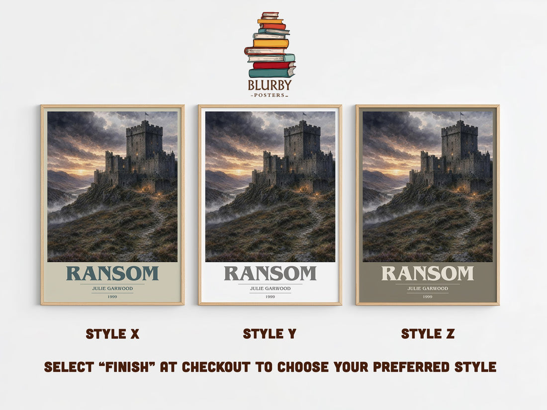 Ransom book cover print in frame leaning in hallway – romance wall art (mockup)