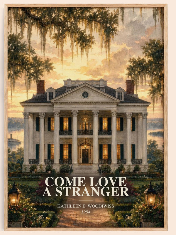 Come Love a Stranger watercolour book poster by Kathleen E. Woodiwiss – framed literary art print