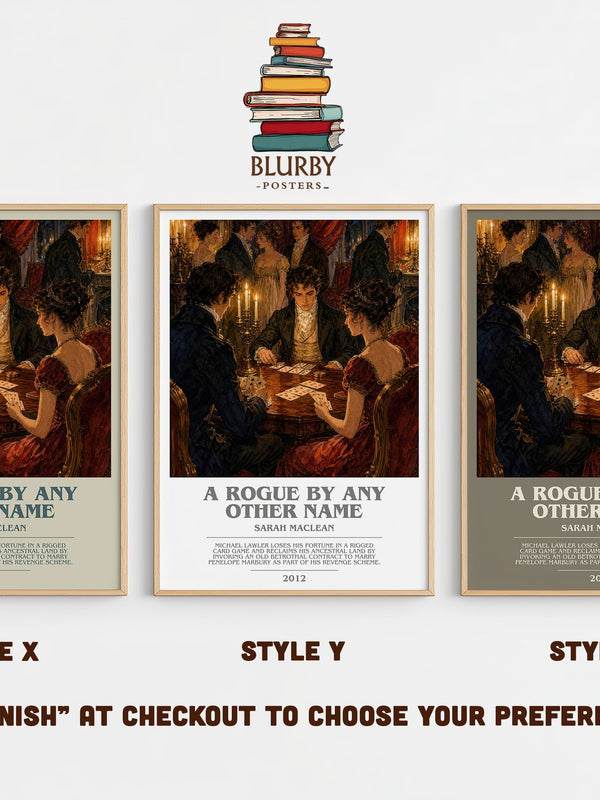 A Rogue by Any Other Name bookish print in frame leaning in hallway – romance wall art