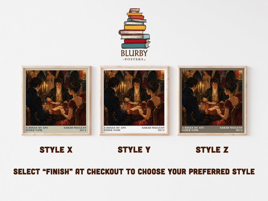 A Rogue by Any Other Name literary print in frame leaning in hallway – romance wall art (mockup)