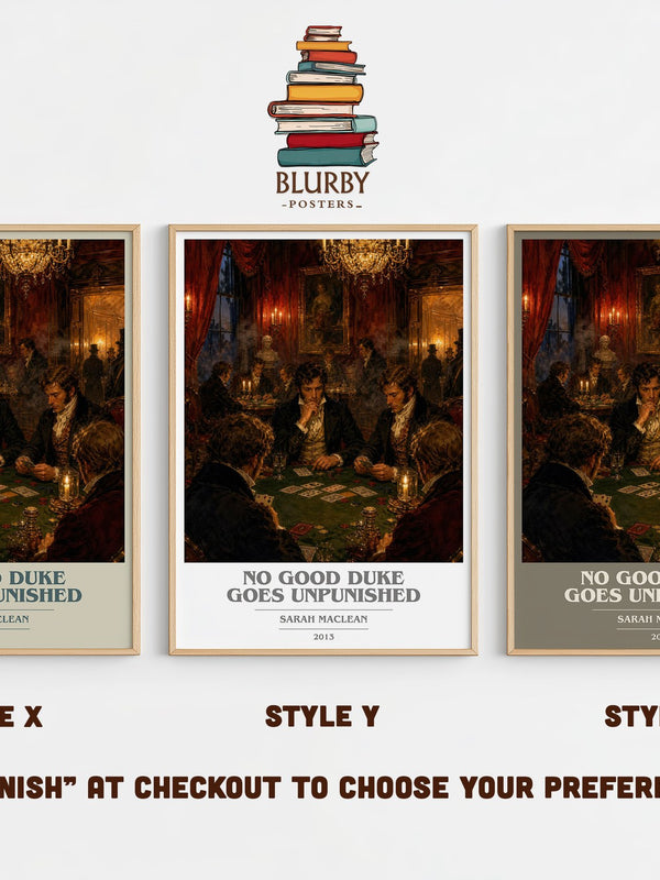 No Good Duke Goes Unpunished book cover print in frame leaning in hallway – romance wall art