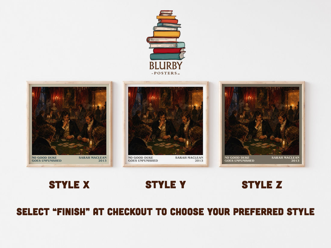 No Good Duke Goes Unpunished literary print in frame leaning in hallway – romance wall art (mockup)