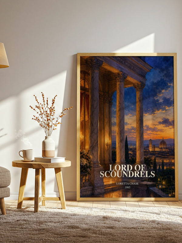 Lord of Scoundrels watercolour print in frame leaning in hallway – romance wall art