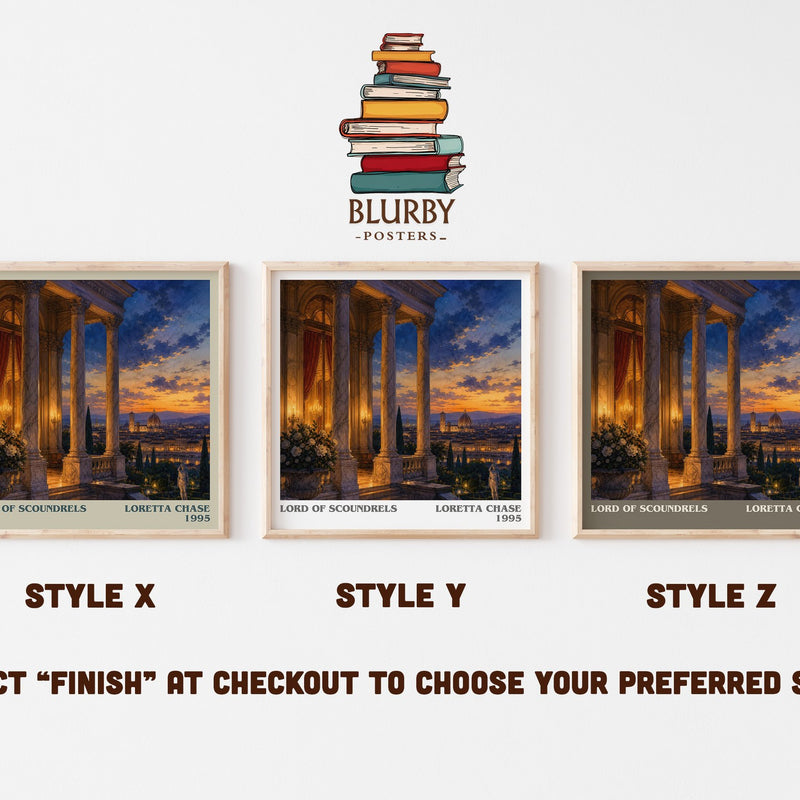 Lord of Scoundrels literary print in frame leaning in hallway – romance wall art