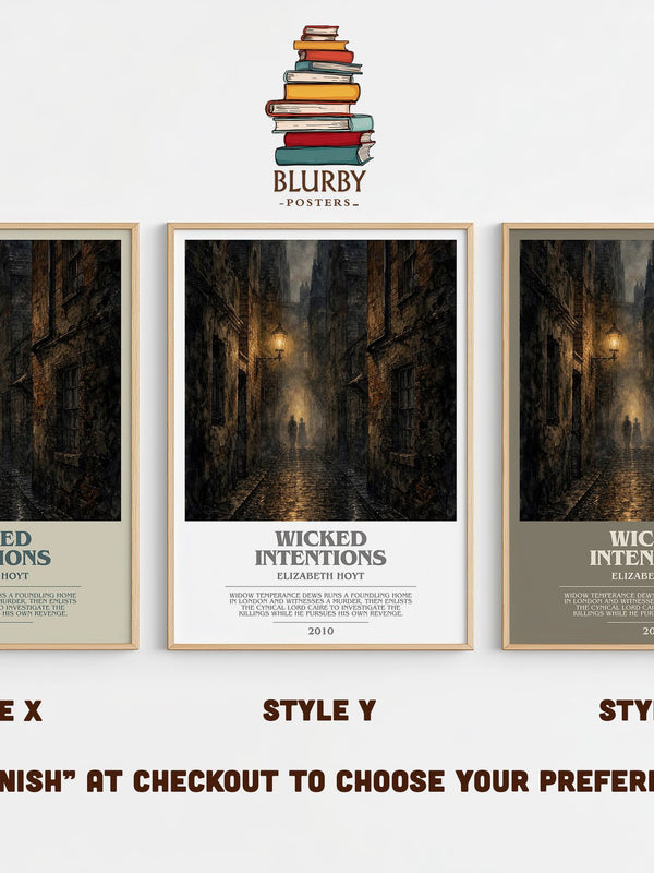 Wicked Intentions bookish print in frame leaning in hallway – romance wall art