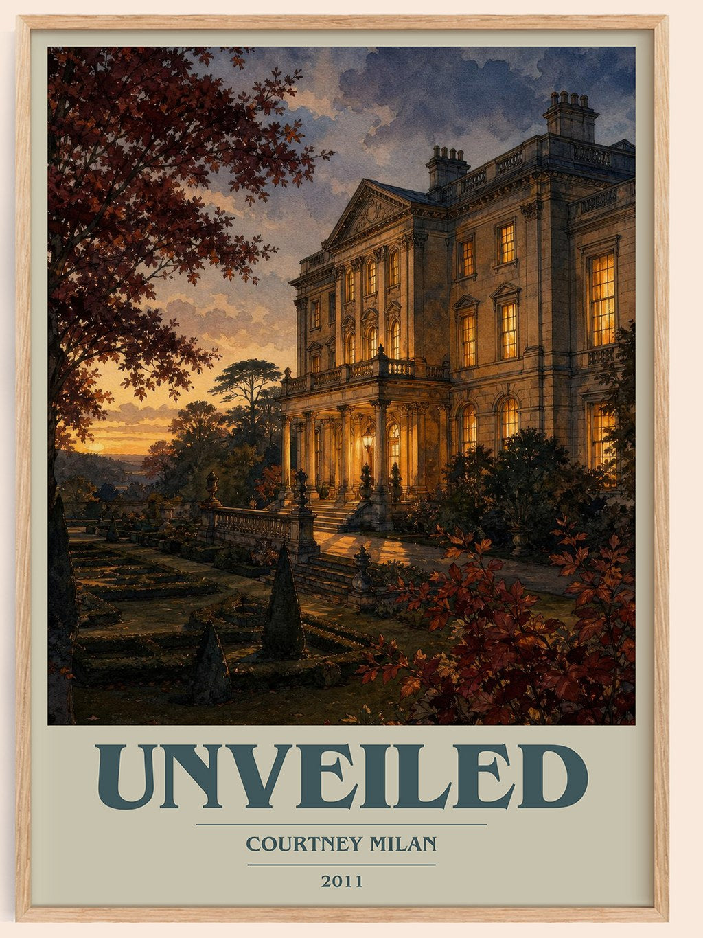 Unveiled book cover book poster by Courtney Milan – framed literary art print