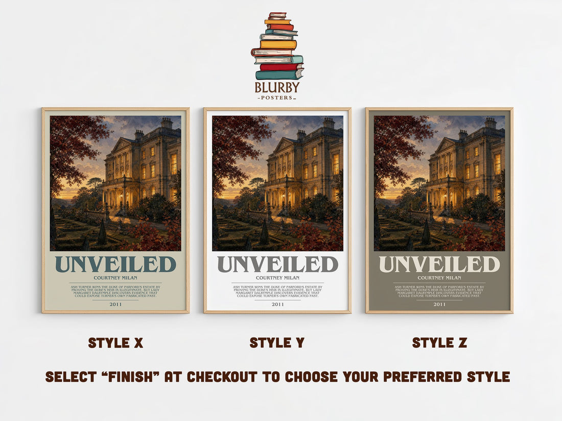 Unveiled bookish print in frame leaning in hallway – romance wall art (mockup)