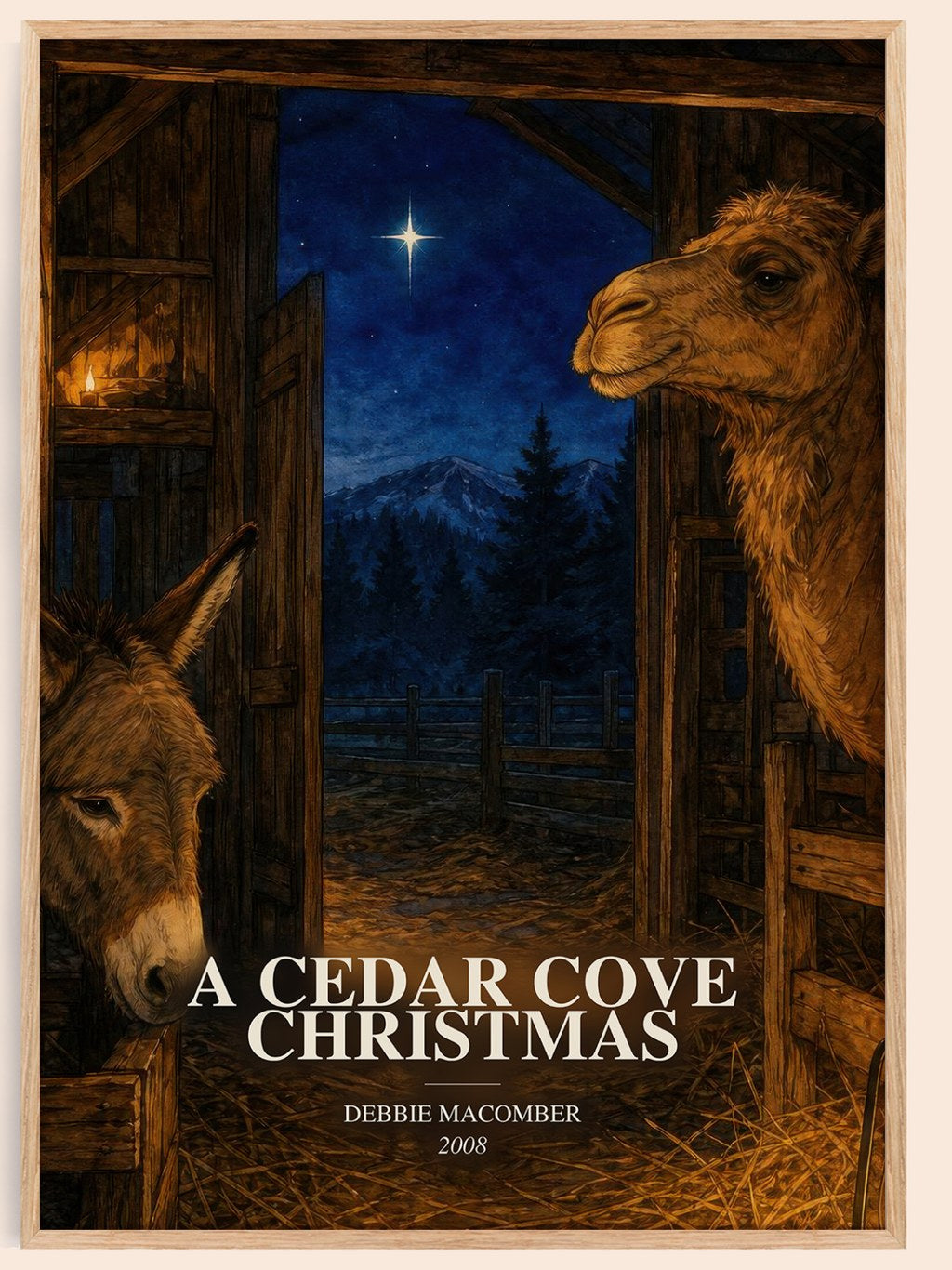A Cedar Cove Christmas watercolour book poster by Debbie Macomber – framed literary art print
