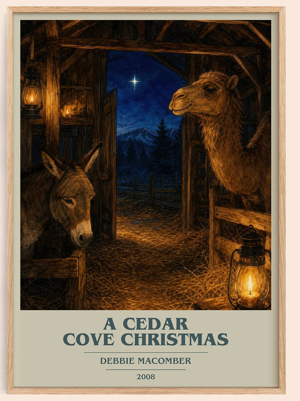A Cedar Cove Christmas book cover book poster by Debbie Macomber – framed literary art print