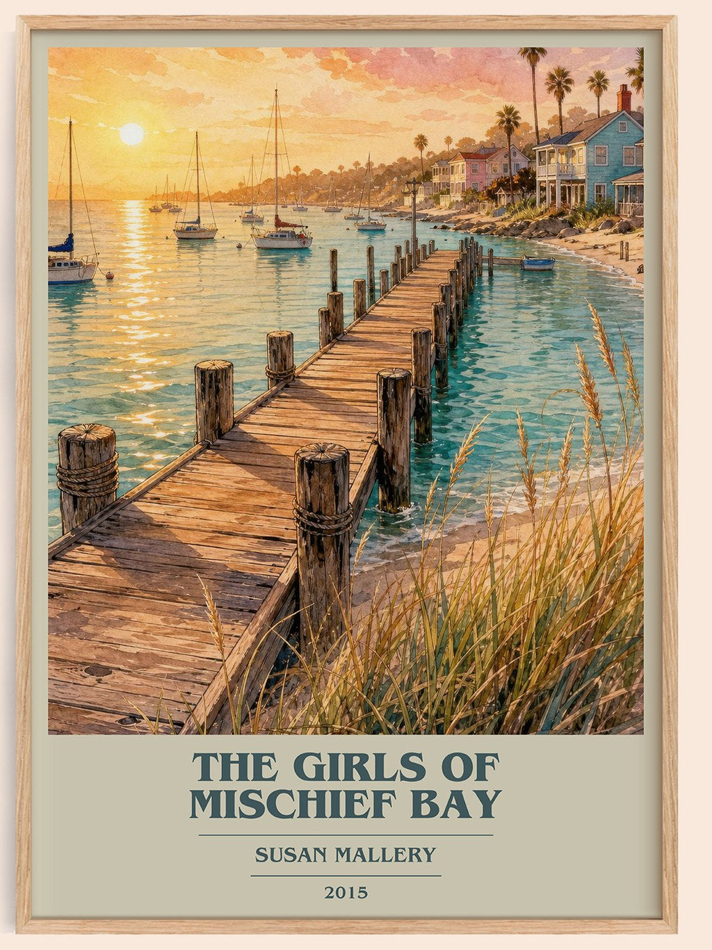 The Girls of Mischief Bay book cover book poster by Susan Mallery – framed literary art print